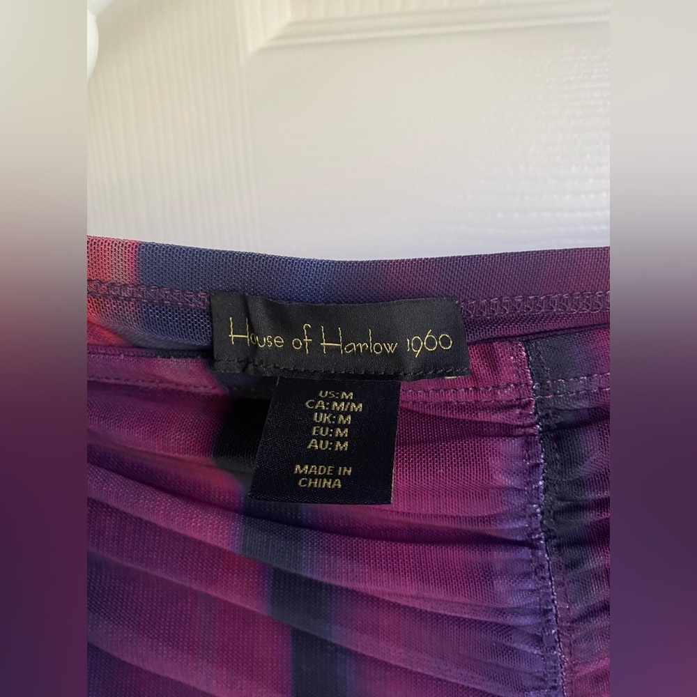 NWT House of Harlow 1960 Mesh Sleeveless Multicolor Tank and Skirt Two Piece Set - Picture 5 of 7